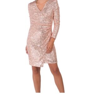 NWT Le Chateau Long Sleeve V-Neck‎ Sequin Cocktail Dress, size M